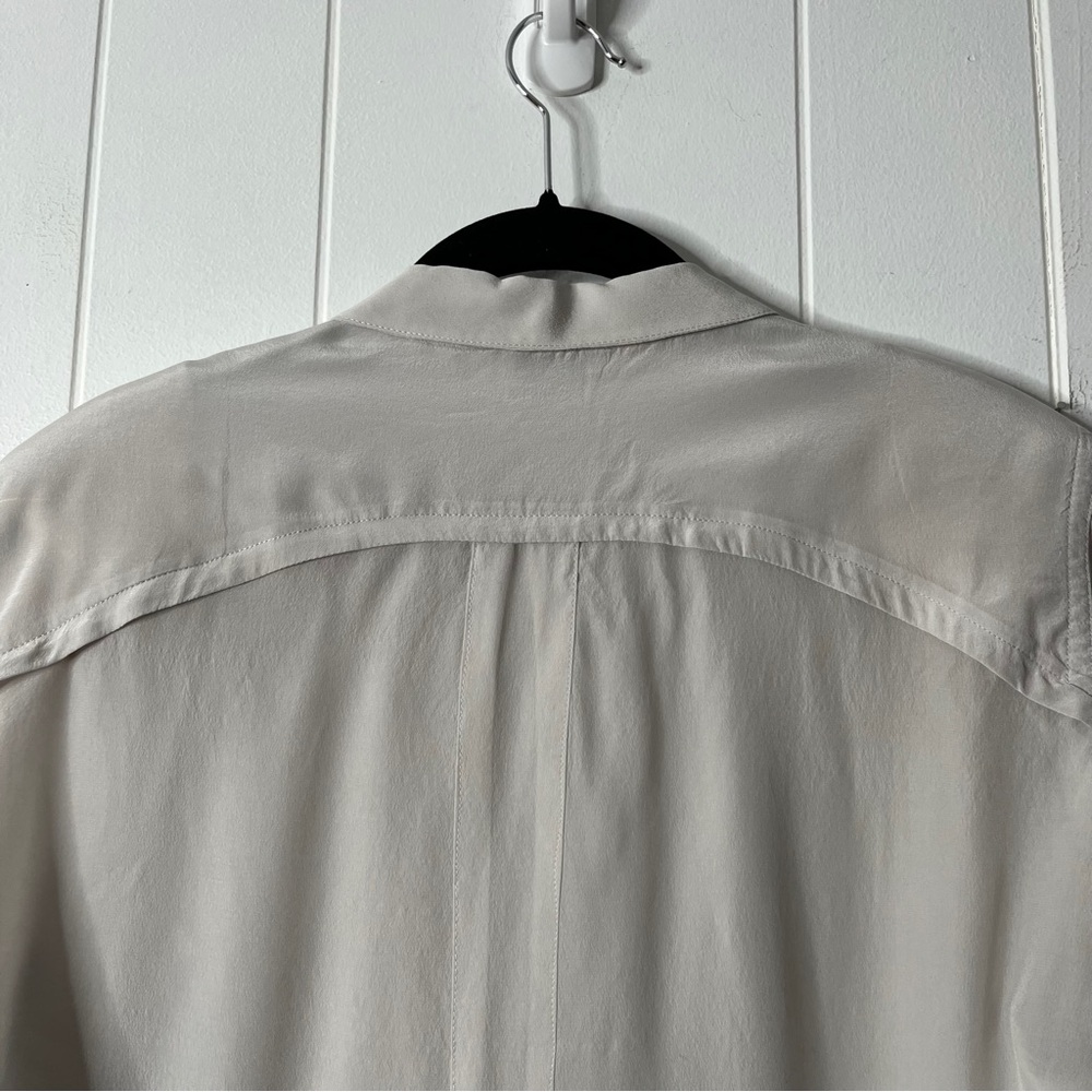 Poetry Gray Silk Blouse Long Sleeve Layered Button Front Women's 16 - Picture 4 of 9
